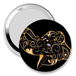 Beautiful Elephant Made Of Golden Floral Elements 3  Handbag Mirrors Front