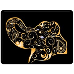 Beautiful Elephant Made Of Golden Floral Elements Double Sided Fleece Blanket (large)  by FantasyWorld7