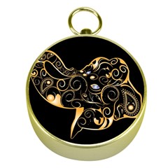 Beautiful Elephant Made Of Golden Floral Elements Gold Compasses by FantasyWorld7