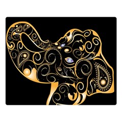 Beautiful Elephant Made Of Golden Floral Elements Double Sided Flano Blanket (large)  by FantasyWorld7