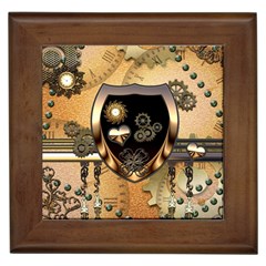 Steampunk, Shield With Hearts Framed Tiles by FantasyWorld7