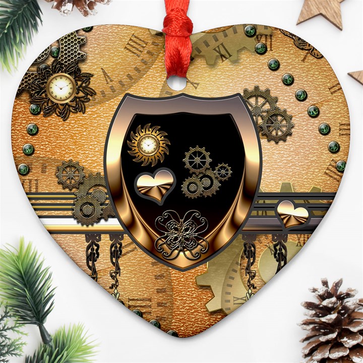 Steampunk, Shield With Hearts Ornament (Heart) 