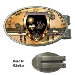 Steampunk, Shield With Hearts Money Clips (oval)  by FantasyWorld7