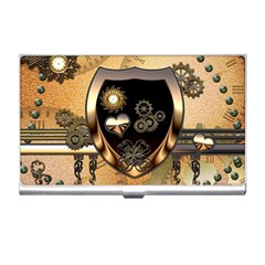 Steampunk, Shield With Hearts Business Card Holders by FantasyWorld7