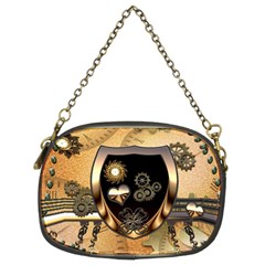 Steampunk, Shield With Hearts Chain Purses (two Sides)  by FantasyWorld7