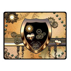 Steampunk, Shield With Hearts Fleece Blanket (small) by FantasyWorld7