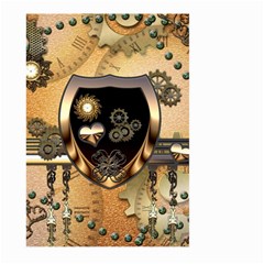 Steampunk, Shield With Hearts Large Garden Flag (two Sides) by FantasyWorld7