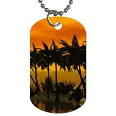 Sunset Over The Beach Dog Tag (two Sides) by FantasyWorld7