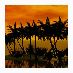 Sunset Over The Beach Medium Glasses Cloth (2-side) by FantasyWorld7