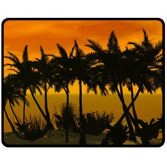 Sunset Over The Beach Fleece Blanket (medium)  by FantasyWorld7