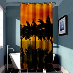 Sunset Over The Beach Shower Curtain 36  X 72  (stall)  by FantasyWorld7