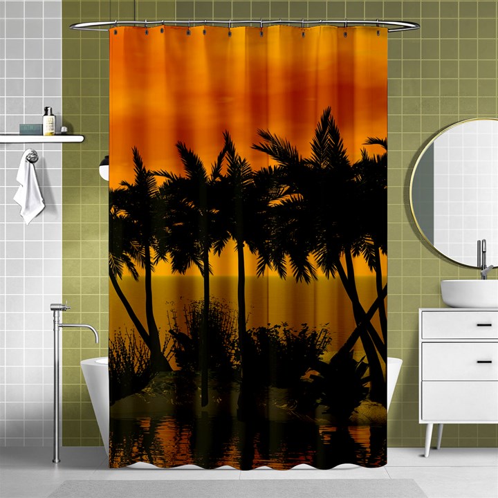 Sunset Over The Beach Shower Curtain 48  x 72  (Small) 