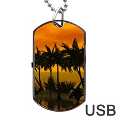 Sunset Over The Beach Dog Tag Usb Flash (one Side) by FantasyWorld7