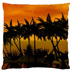 Sunset Over The Beach Large Cushion Cases (two Sides)  by FantasyWorld7