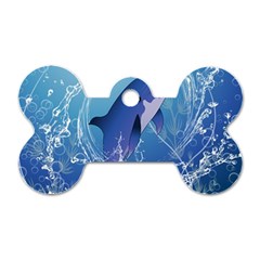 Cute Dolphin Jumping By A Circle Amde Of Water Dog Tag Bone (two Sides) by FantasyWorld7