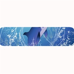 Cute Dolphin Jumping By A Circle Amde Of Water Large Bar Mats by FantasyWorld7