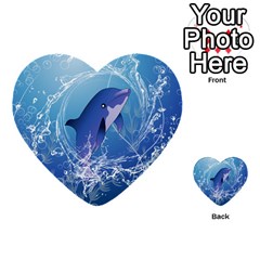 Cute Dolphin Jumping By A Circle Amde Of Water Multi-purpose Cards (heart)  by FantasyWorld7