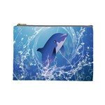 Cute Dolphin Jumping By A Circle Amde Of Water Cosmetic Bag (Large)  Front