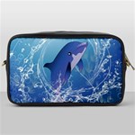 Cute Dolphin Jumping By A Circle Amde Of Water Toiletries Bags Front