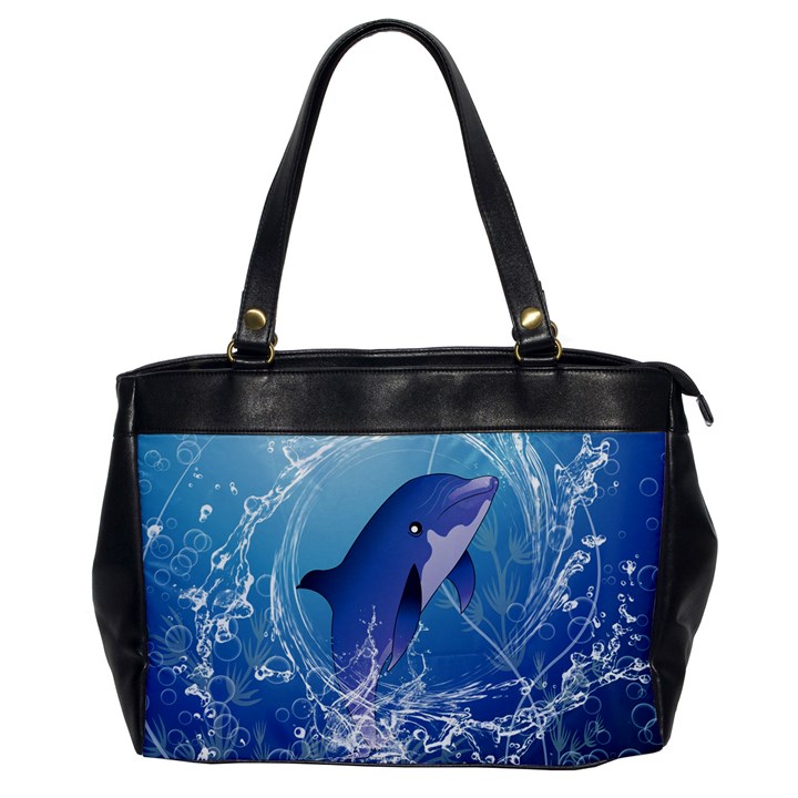 Cute Dolphin Jumping By A Circle Amde Of Water Office Handbags