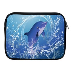 Cute Dolphin Jumping By A Circle Amde Of Water Apple Ipad 2/3/4 Zipper Cases by FantasyWorld7