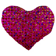 Polka Dot Sparkley Jewels 1 Large 19  Premium Heart Shape Cushions by MedusArt