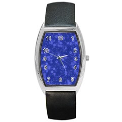 Snow Stars Blue Barrel Metal Watches by ImpressiveMoments