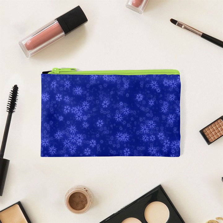 Snow Stars Blue Cosmetic Bag (XS)