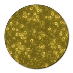 Snow Stars Golden Round Mousepads