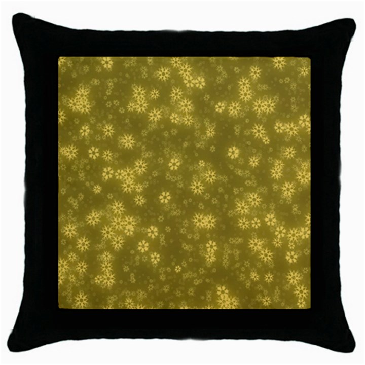 Snow Stars Golden Throw Pillow Cases (Black)