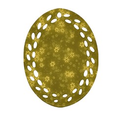 Snow Stars Golden Oval Filigree Ornament (2-side)  by ImpressiveMoments