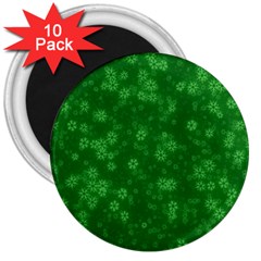 Snow Stars Green 3  Magnets (10 Pack)  by ImpressiveMoments