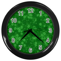 Snow Stars Green Wall Clocks (black) by ImpressiveMoments