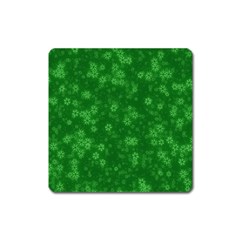 Snow Stars Green Square Magnet by ImpressiveMoments