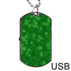 Snow Stars Green Dog Tag Usb Flash (two Sides)  by ImpressiveMoments