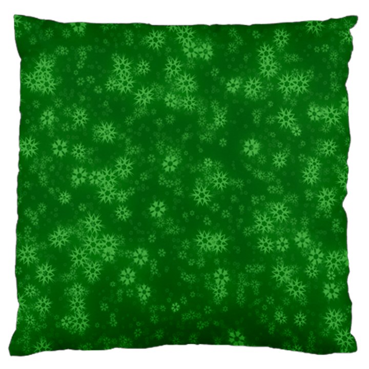 Snow Stars Green Large Flano Cushion Cases (Two Sides) 