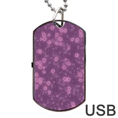 Snow Stars Lilac Dog Tag Usb Flash (one Side) by ImpressiveMoments