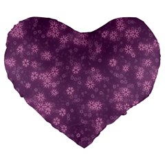 Snow Stars Lilac Large 19  Premium Heart Shape Cushions by ImpressiveMoments