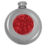 Snow Stars Red Round Hip Flask (5 oz) Front