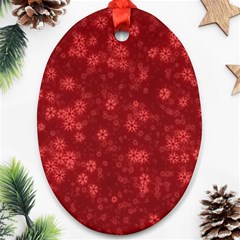 Snow Stars Red Oval Ornament (two Sides) by ImpressiveMoments