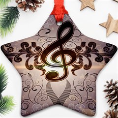 Music, Wonderful Clef With Floral Elements Star Ornament (two Sides)  by FantasyWorld7