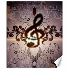 Music, Wonderful Clef With Floral Elements Canvas 8  X 10  by FantasyWorld7