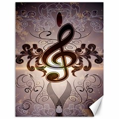 Music, Wonderful Clef With Floral Elements Canvas 12  X 16   by FantasyWorld7