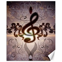 Music, Wonderful Clef With Floral Elements Canvas 16  X 20   by FantasyWorld7