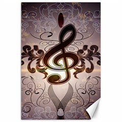 Music, Wonderful Clef With Floral Elements Canvas 20  X 30   by FantasyWorld7