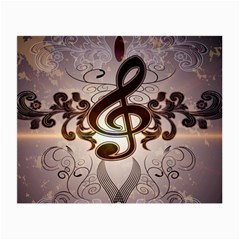 Music, Wonderful Clef With Floral Elements Small Glasses Cloth (2-side) by FantasyWorld7