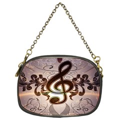 Music, Wonderful Clef With Floral Elements Chain Purses (one Side)  by FantasyWorld7