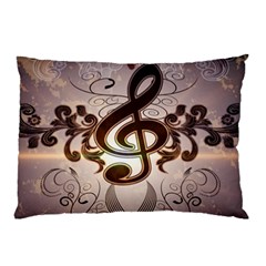 Music, Wonderful Clef With Floral Elements Pillow Cases by FantasyWorld7