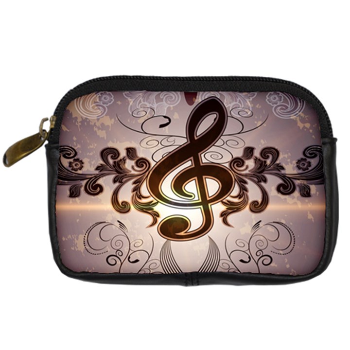 Music, Wonderful Clef With Floral Elements Digital Camera Cases