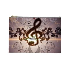 Music, Wonderful Clef With Floral Elements Cosmetic Bag (large)  by FantasyWorld7